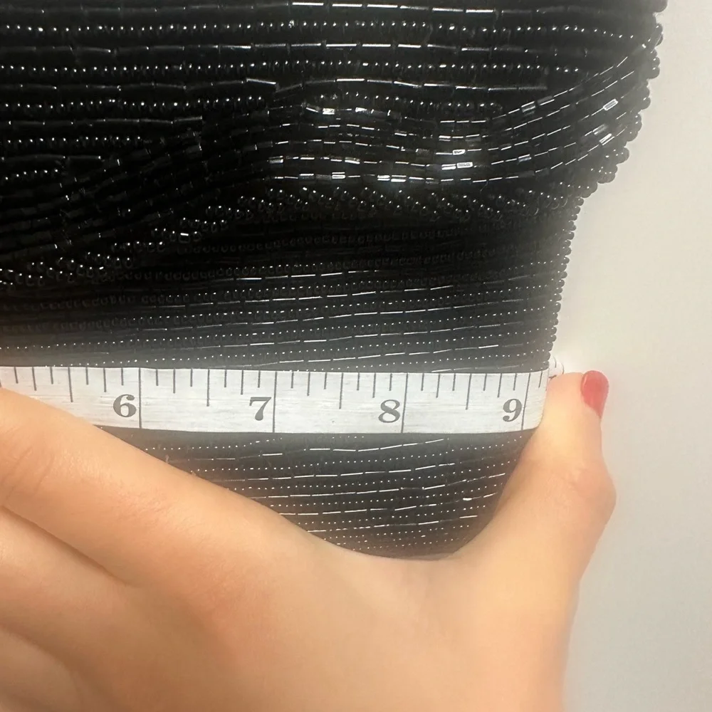 Vintage Black Fully Beaded Evening Bag, Handmade, Satin Lined, Shoulder Strap